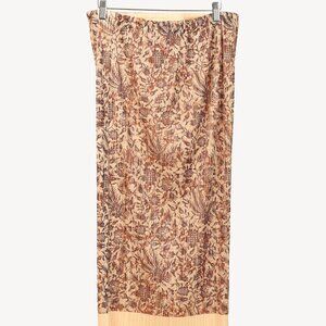 Issey Miyake Pleats Please Yellow & Brown Micro-Dot Floral Maxi Skirt